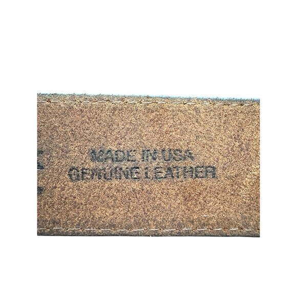 Men's Silver Creek Leather Belt Top Grain Embossed Metal Buckle 1. 5" Wide 40" L - Picture 6 of 14